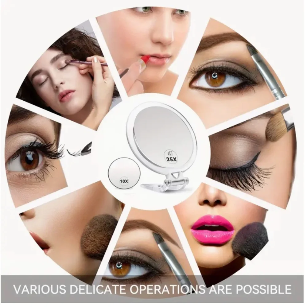 25X Magnifying Mirror with Handle + FREE TWEEZERS
